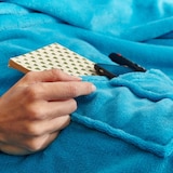 thumbnail of LUMALAND Kuscheldecke - 170 x 200 cm - 50 cm Fußtasche - Sofadecke & Tagesdecke - Himmelblau