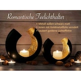 thumbnail of Kerzenhalter Teelichthalter Set 2-teilig Kerzenständer Metall schwarz matt innen vergoldet