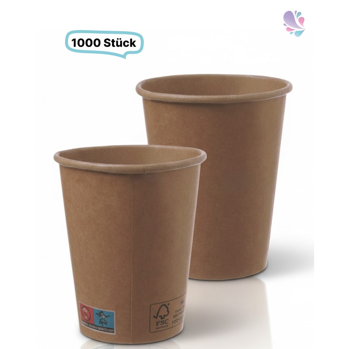 Kaffeebecher Natural Braun, 1.000 Stk, aus natürlichem Papier, FSC®-zertifiziert