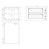 thumbnail of Forno elétrico de pizza para 4 + 4 pizzas 34 cm Ø, 2 câmaras 70 x 70 x 14 cm, gama de temperaturas: 50-450°C, 9,7 kW, 400 V, 11454 Vaiotec
