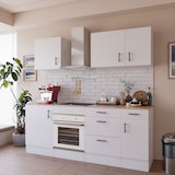 thumbnail of Cucina Componibile Completa Da 220 Cm Moderna con Cassetti Ammortizzati Piedini Regolabili Moduli Pensili Facile Da Installare Bianco Lucido e Rovere