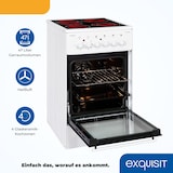 thumbnail of Exquisit ECM 8-4.1 BZ Elektro-Standherd | Ober-/Unterhitze | Grill | Heißluft | Multifunktion | Backofen-Volumen: 47 l | EEK:  A | Weiß