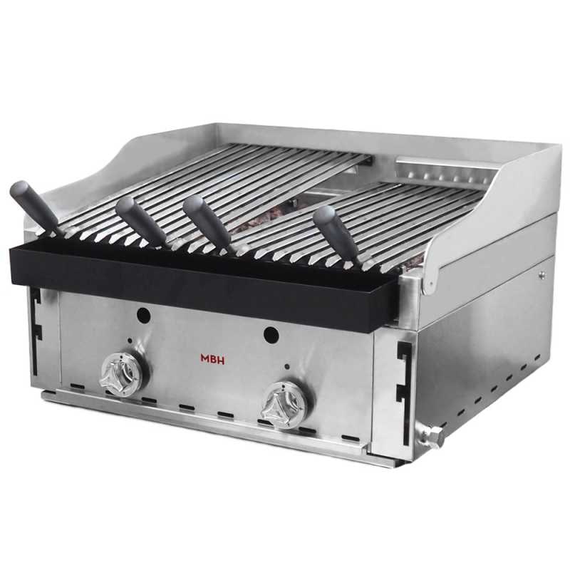 MBH - Professioneller Gas Lavasteingrill 60 cm wirtschaftlich. Industrie-Grill für Restaurant, Hotel und Catering-Industrie.