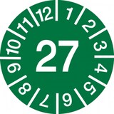 thumbnail of Jahresprüfplaketten ab 27, Jahresfarben, Folie, Ø 10 - 30 mm - Bogen = 10 Plaketten - 10 mm Folie selbstklebend