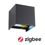 thumbnail of Paulmann LED Wandleuchte Smart Home Zigbee 3.0 Cybo  IP44 eckig 100x100mm RGBW+ 2x2,5W 2x150lm 230V  Anthrazit Aluminium 94847
