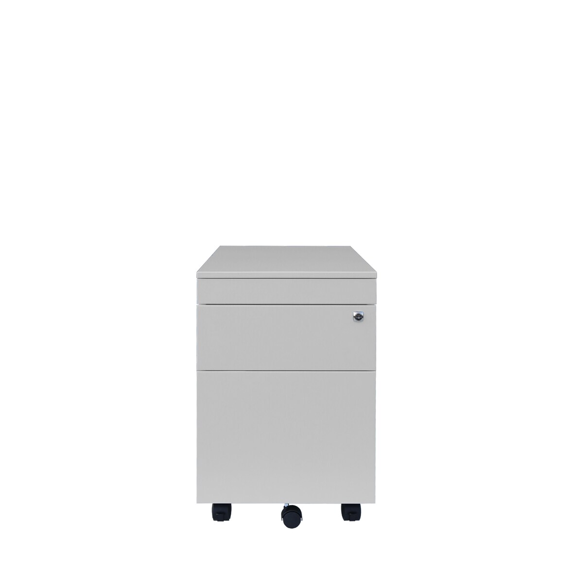 Lüllmann® Rollcontainer, Seitengriffleiste, 2 Schubladen, Utensilienauszug, 620 x 400 x 590 mm, lichtgrau