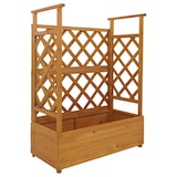 thumbnail of Hochbeet HWC-P67, Pflanz-/Blumenkasten Pflanzkübel Rankgitter Rankhilfe Spalier Holz FSC® 114x85x44cm ~ natur