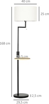 Ein schwarzer Stehlampe mit einem weißen Lampenschirm.