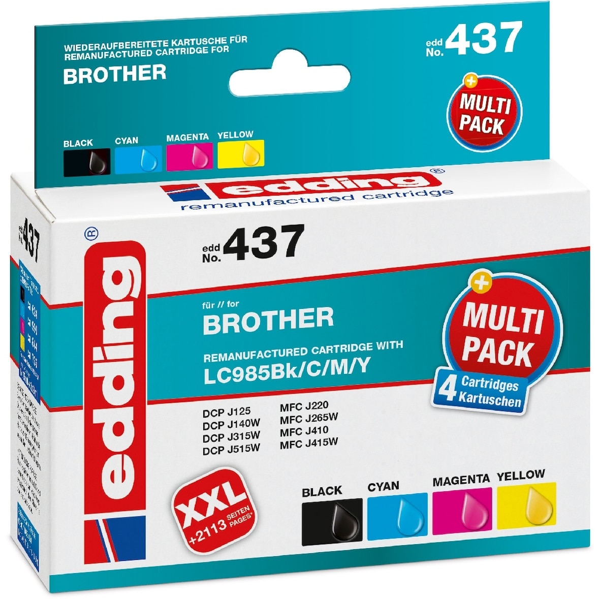 Druckerpatrone Multipack kompatibel mit Brother LC985 BK/C/M/Y Packung mit 12 Stück