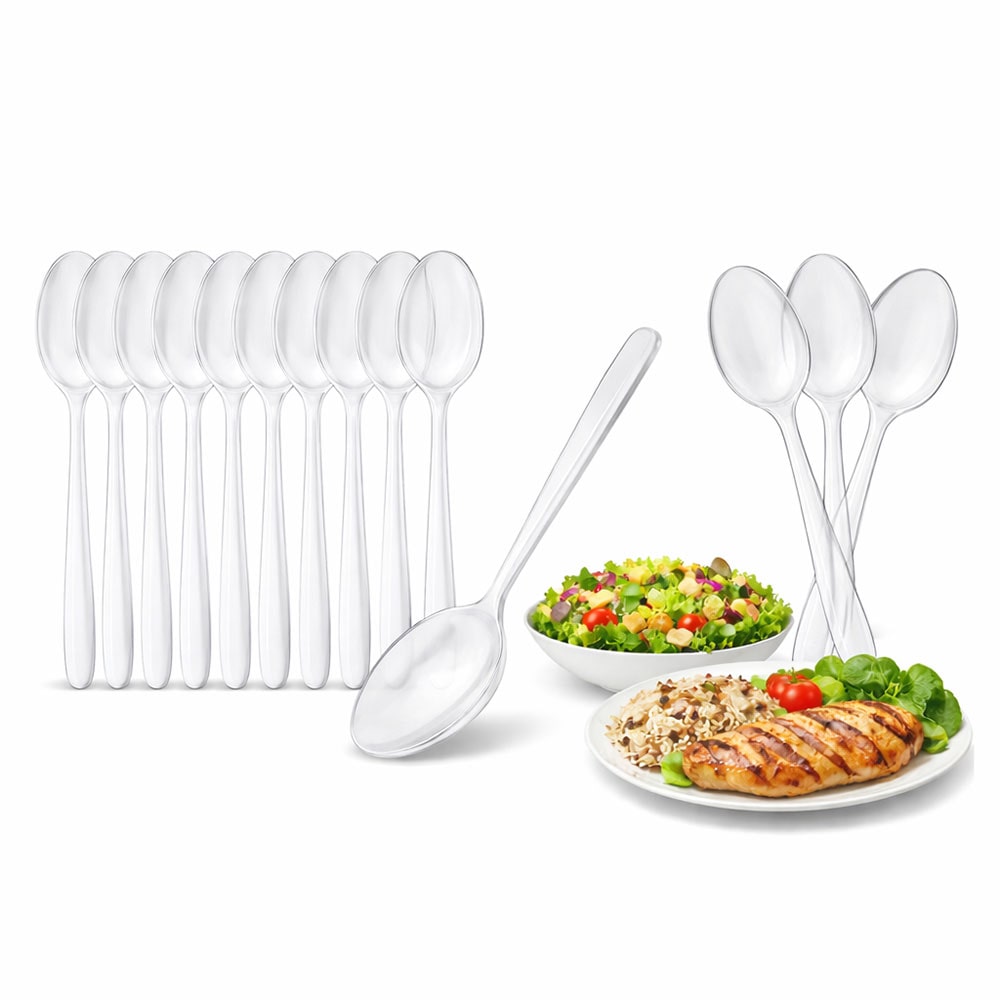 Plastiklöffel 100 Stück Mehrweg Löffel Suppenlöffel – Transparent