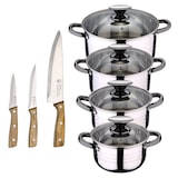 thumbnail of BERGNER - Batería de cocina DINA 8 pcs 16/18/20/24cm en acero inoxidable apta para inducción con Set de 3 Cuchillos de Acero Inoxidable