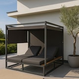 thumbnail of Aluminium Lounge-Gartenliege HWC-M63, Sonnenliege Bali-Liege Outdoor-Bett Daybed, 10cm-Polster 200cm ~ dunkelgrau