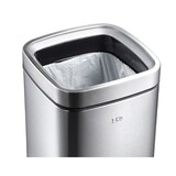 thumbnail of PROREGAL Quadratischer Abfalleimer aus mattem Edelstahl mit offenem Einwurf | 9 Liter, HxBxT 33,8x24x24cm | Silber