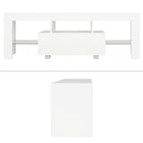 thumbnail of ML-Design TV-Lowboard 130x49x45 cm Weiß Holz LED Glasregal Modern Fernsehschrank TV-Möbel Wohnzimmer