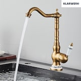 thumbnail of JULIAN | Premium Vintage Küchenarmatur Messing Gold | Edelstahl Retro Wasserhahn Mischbatterie Küche Gastro | 360° drehbar 2 Anschlüsse