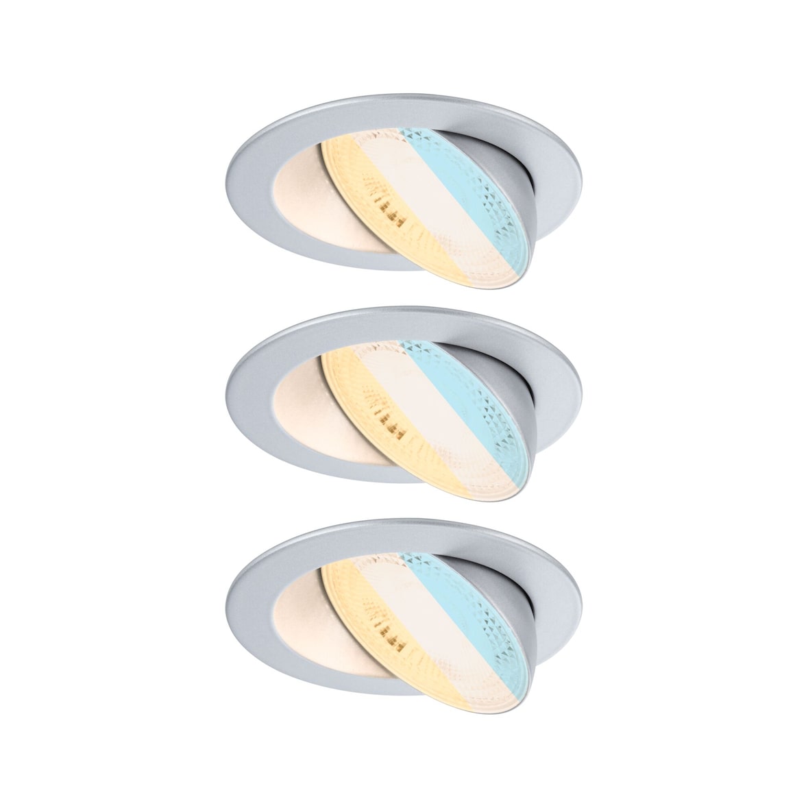 Paulmann Spot encastré LED White Select Aumus Kit de 3   rond 105mm 90°  3x5W 3x700lm 230V gradable 2700 - 6500K Chrome mat 92256