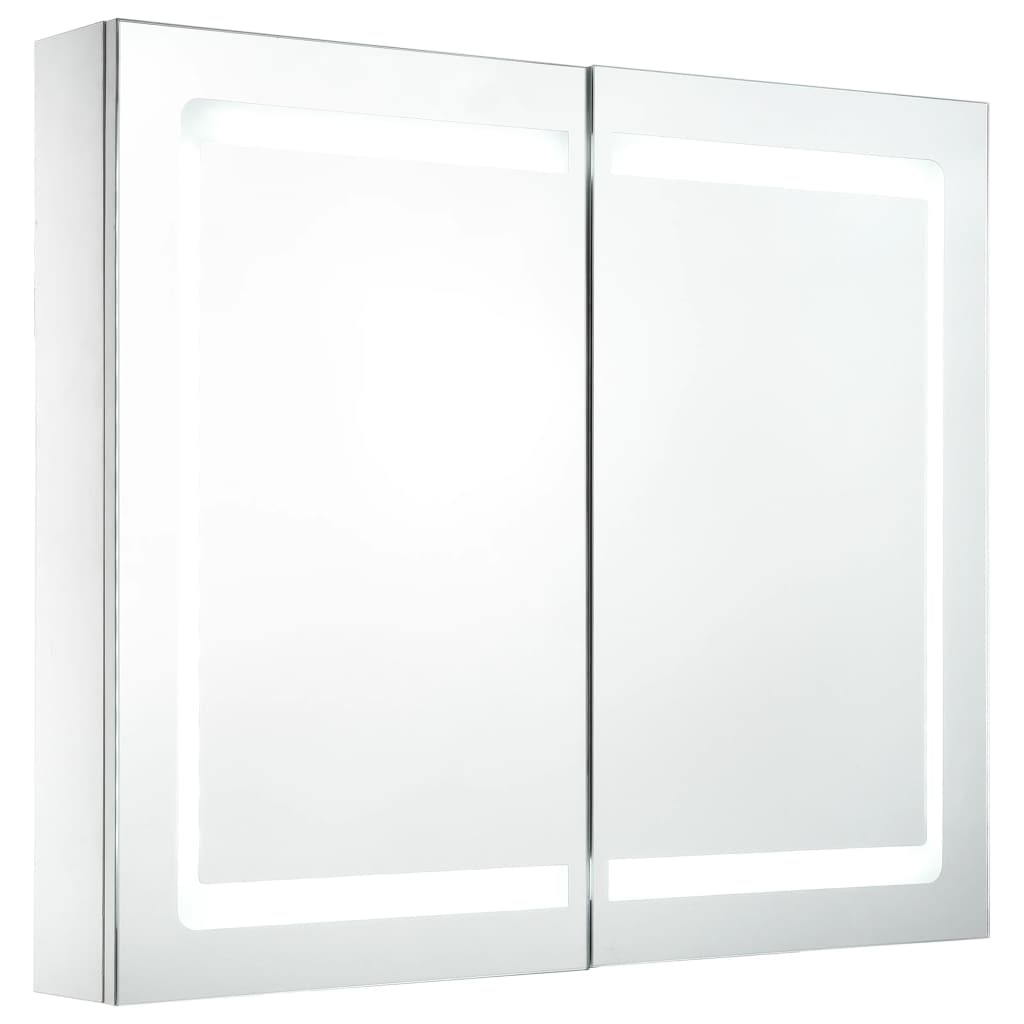 Helloshop26 - Armário de banheiro com espelho LED 80 x 12,2 x 68 cm MDF branco 02_0006568