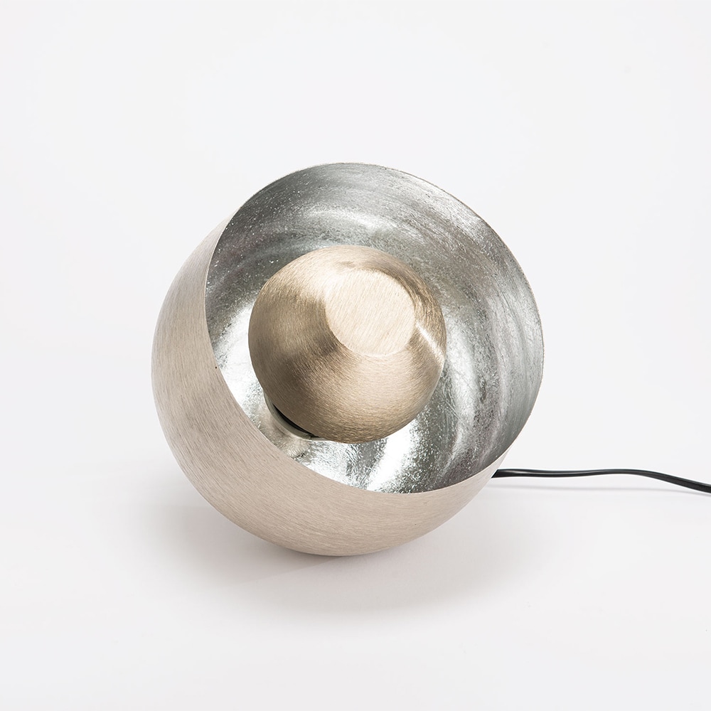 Tischlampe Samuel silber klein E27 25W - Rund Metall Amadeus 22.5x20.5 cm