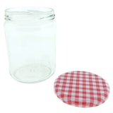 thumbnail of Confituurpot Jampot Inmaakpot met geruite schroefdeksel van 540 ml  – 8.5 x 8.5 x 11.5 cm - 12 stuks