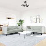 thumbnail of vidaXL 2-tlg. Chesterfield-Sofa-Set mit Nackenrollen Hellgrau Samt