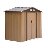 thumbnail of Outsunny caseta de jardín 213x130x185cm cobertizo metálico de exterior para almacenamiento de herramientas con 2 puertas correderas y 4 ventanas Caqui