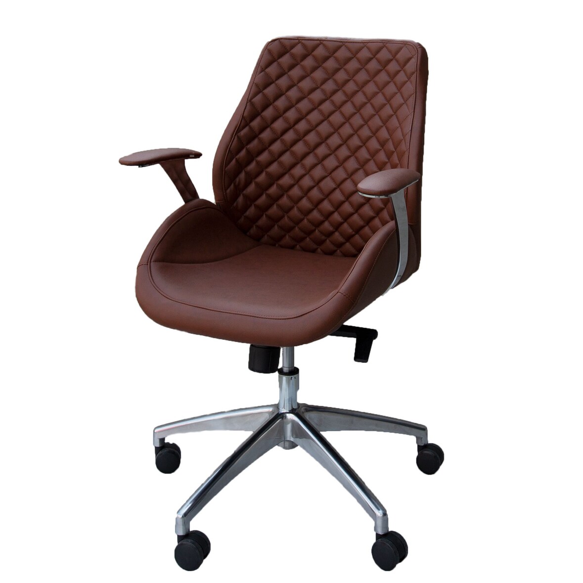 Bürodrehstuhl Pantera Low mit Armlehnen, Kunstleder braun