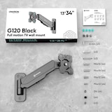 thumbnail of ONKRON TV & Monitor Halterung Wand für 13-34 Zoll, bis 8 kg, höhenverstellbar, VESA 75x75 & 100x100, schwenkbar, neigbar, drehbar, Schwarz G120