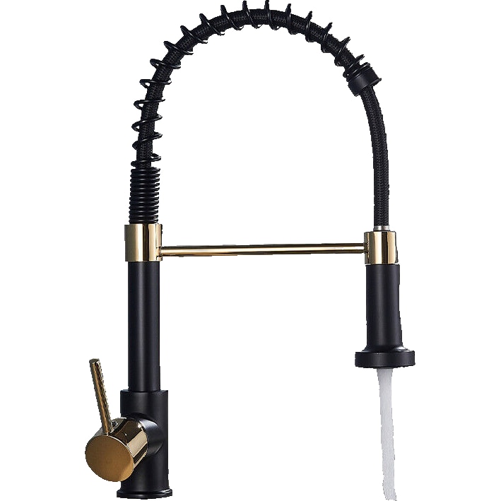 Bernd | Rubinetto Flessibile Catering Black Gold |da cucina in acciaio inossidabile|miscelatore può essere ruotato  360 gradi Alta pressione 2 porte