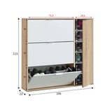 thumbnail of Dmora Scarpiera Provo, Armadio portascarpe a 4 ante, Mobile basso multiuso con 5 ripiani, Scarpiera moderna, 106x22h115 cm, Rovere e Bianco