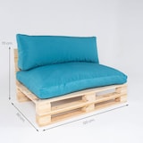 thumbnail of Sofá de paletes com almofadas, pinho novo, Poliéster 180 gr, Cor Turquesa, 120x80x7