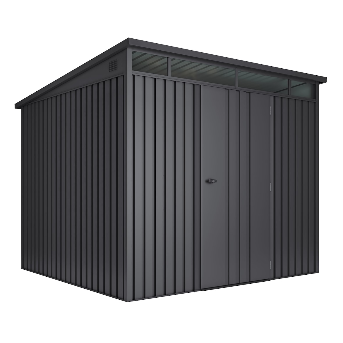 Hoggar - Caseta Metálica de Jardín 5,5m2 Formentera L - Paneles Robustos 0,40mm - Tragaluz de Policarbonato - Cierre con Llave - Cobertizo Metal