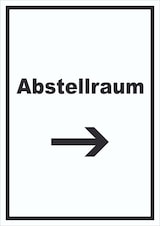 thumbnail of Abstellraum Schild mit Text und Richtungspfeil rechts Lager hochkant A0 (841x1189mm)