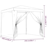 thumbnail of vidaXL Partytent met 4 mesh zijwanden 2,5x2,5 m HDPE rood