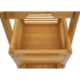 thumbnail of Estantería HWC-M21, estantería de pie estantería de baño estantería de almacenaje estantería de salón con 3 cestas, bambú 77x23x30cm