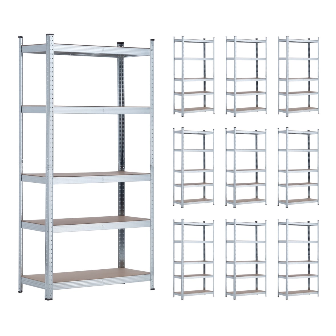 Megapack 10 Scaffalature Metalliche Modulari con 5 Ripiani 875kg 90x40x180cm Bianco 7house