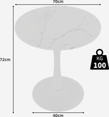 thumbnail of Couchtisch rund Weiß 72x70x70 cm mit Tischplatte aus Kunstmarmor, hohe Beine, minimalistisches Design, vielseitig als Beistell- und Esstisch