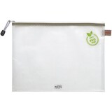 thumbnail of PVC-freier Reißverschluß-Beutel A4 transparent/taupe, weißer Reiß-