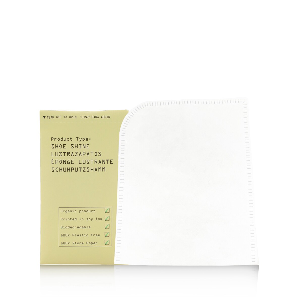 ELEMENT 500 unidades. Manopla lustra zapatos non woven, ecológica, funcional y sostenible. En envase de papel piedra.