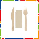 thumbnail of DayBays 200 Stk. Holzbesteck Set 16cm (Holzgabel, Holzmesser und Serviette) als Set Verpackt