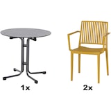 thumbnail of SIENA GARDEN Urban Lights Set 3teilig Lane Sessel gastrotauglich mustard mit Tisch Sola Ø80
