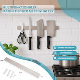 thumbnail of CHEFGASTRO Magnetleiste magnetische Messerleiste Messerhalter aus Stahl, HxBxT 4x40x1,6cm, Inkl. 3 silberne Haken, Silber, zum Kleben oder Schrauben