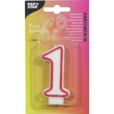 thumbnail of Zahlenkerze 7,3 cm weiss "1" mit rotem Rand