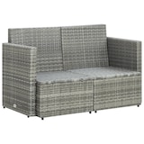 thumbnail of vidaXL Tuinbank 2-zits met kussens poly rattan grijs