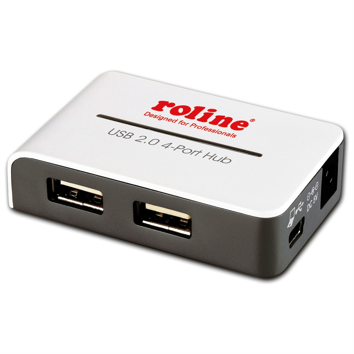 Hub USB 2.0 ROLINE "Black and White", 4 porte, con alimentatore
