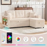 thumbnail of Merax 3-Sitzer-Schlafsofa mit Schlaffunktion, Mehrfunktionales Cord-Sofa mit Stauraum & Ausziehbett. Inkl. USB-C, Beige