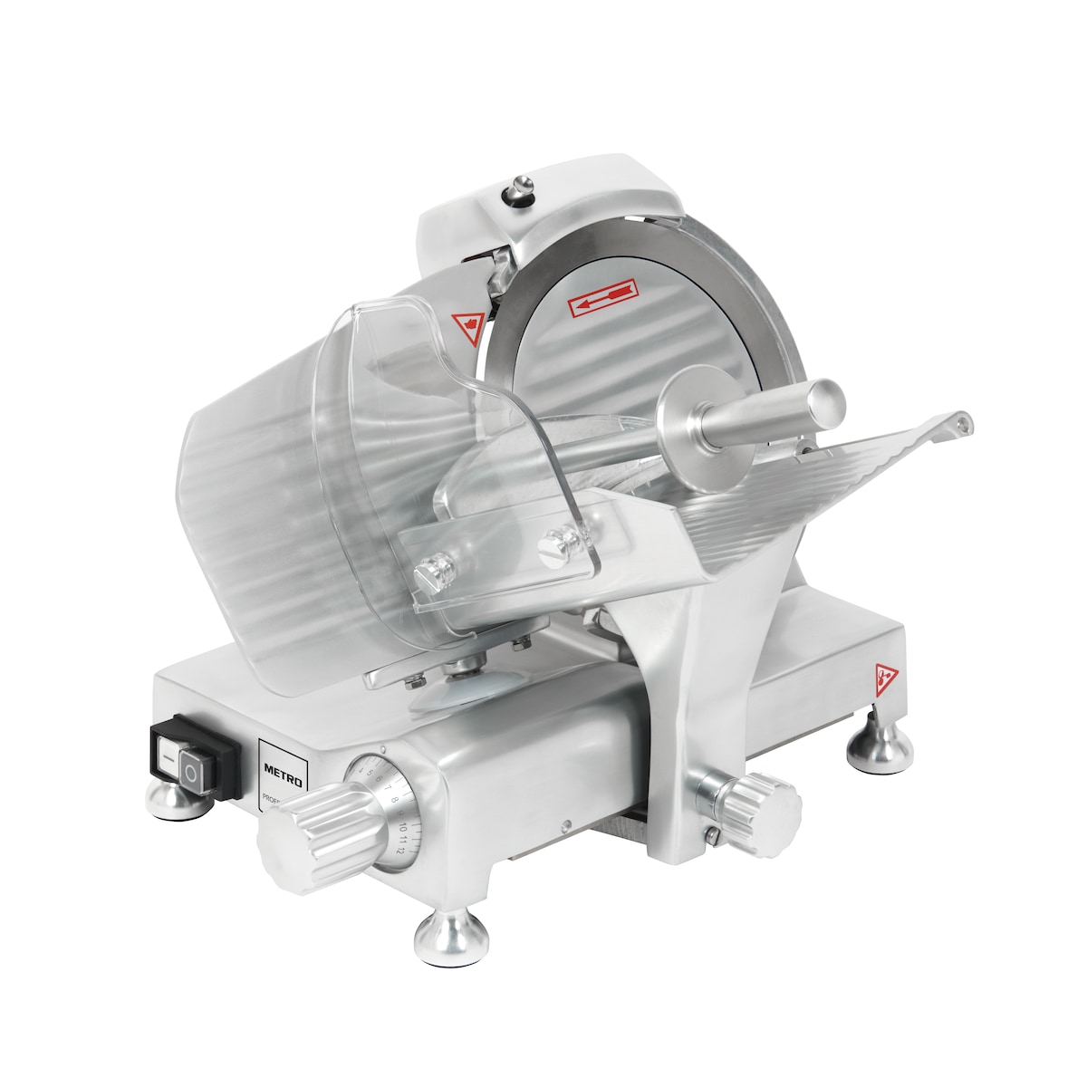 METRO PROFESSIONAL Schneidemaschine GFS4022, Eloxiertes Aluminium, 40.5 x 42.2 x 33.8 cm, 120 W, Klingen-Ø: 22 cm, Schnittstärke: 0-12 mm, silber