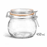 thumbnail of Set van 6 Bolvormige Glazen Weckpotjes 450 ml