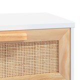 thumbnail of Mesa consola madera pino maciza blanco ratán natural 80x30x75cm