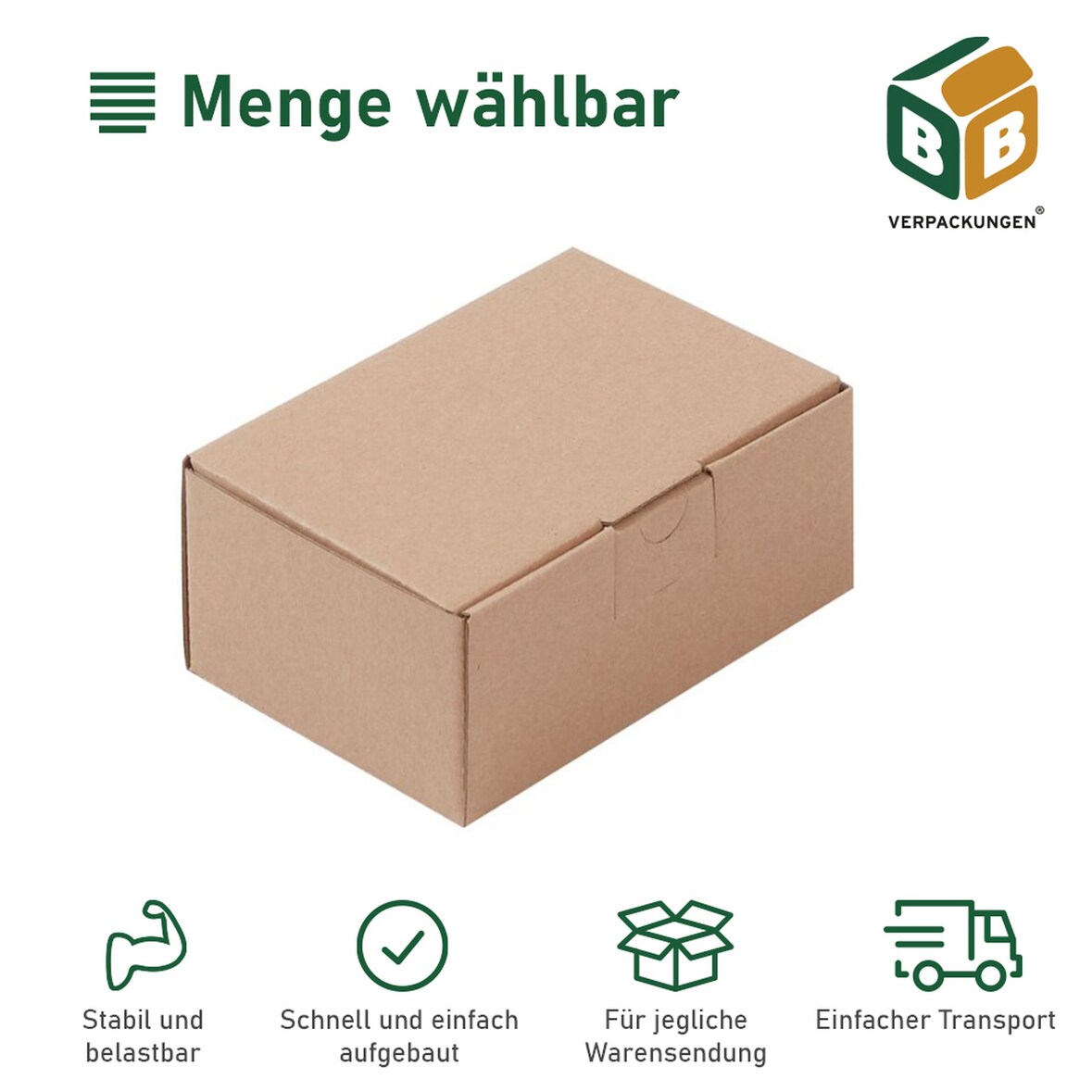 100 x Faltkarton (160 x 114 x 60 mm) stabil 1-wellig Versandkarton Päckchen DHL Hermes Schachtel Box Paket braun BB-Verpackungen