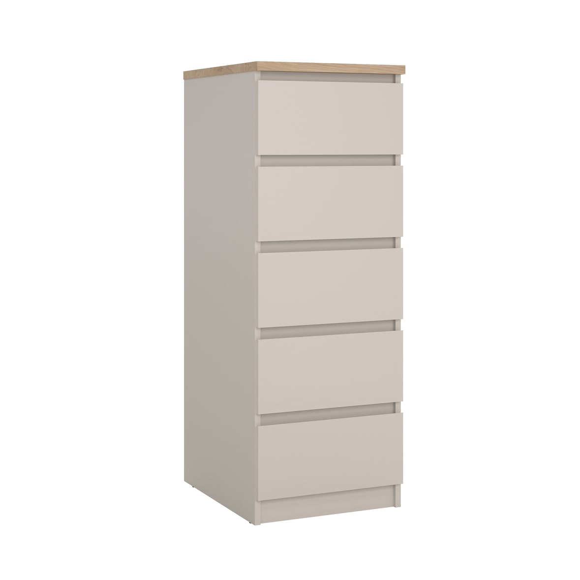 WellHome - Cassettiera da Camera con 5 Cassetti in colore Beige-grigiastro e Rovere 41 x 50 x 112 cm - Sil Cashmere